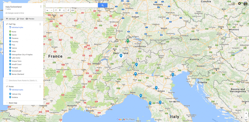 Italy/Switzerland Stage 1 Travel Plan