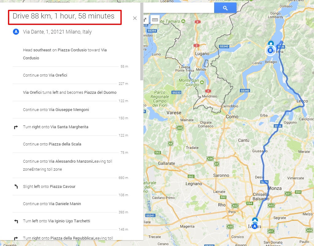 google maps driving route preview