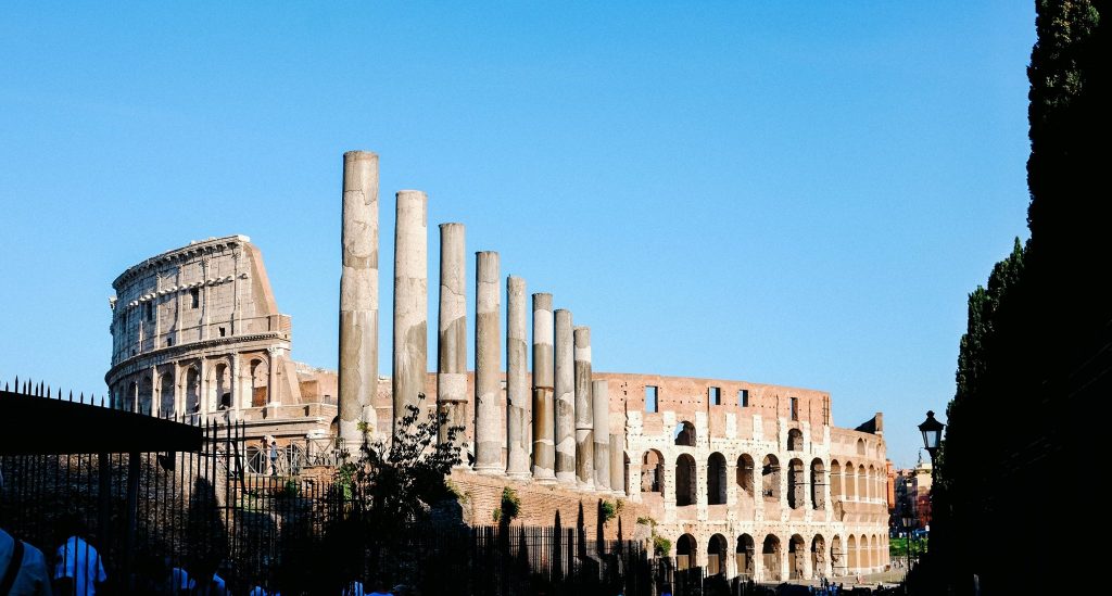 a different angle of the colosseo 