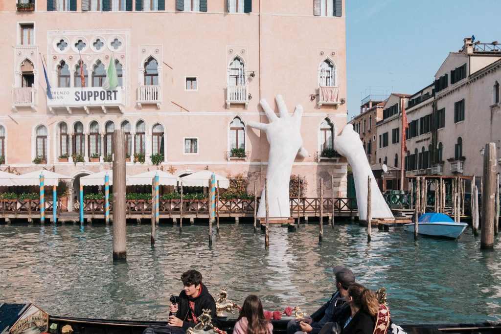 Giant Hands along Venice Grand Canal