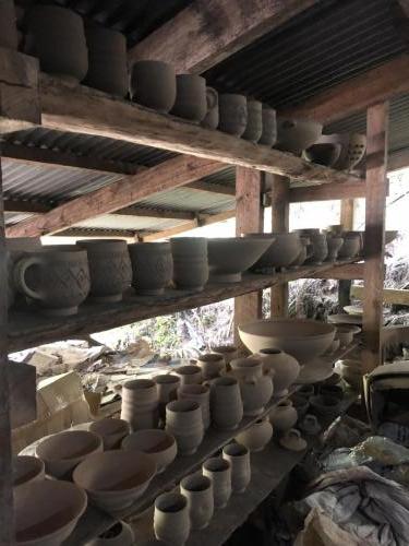 Some ceramics that are being dried out. 